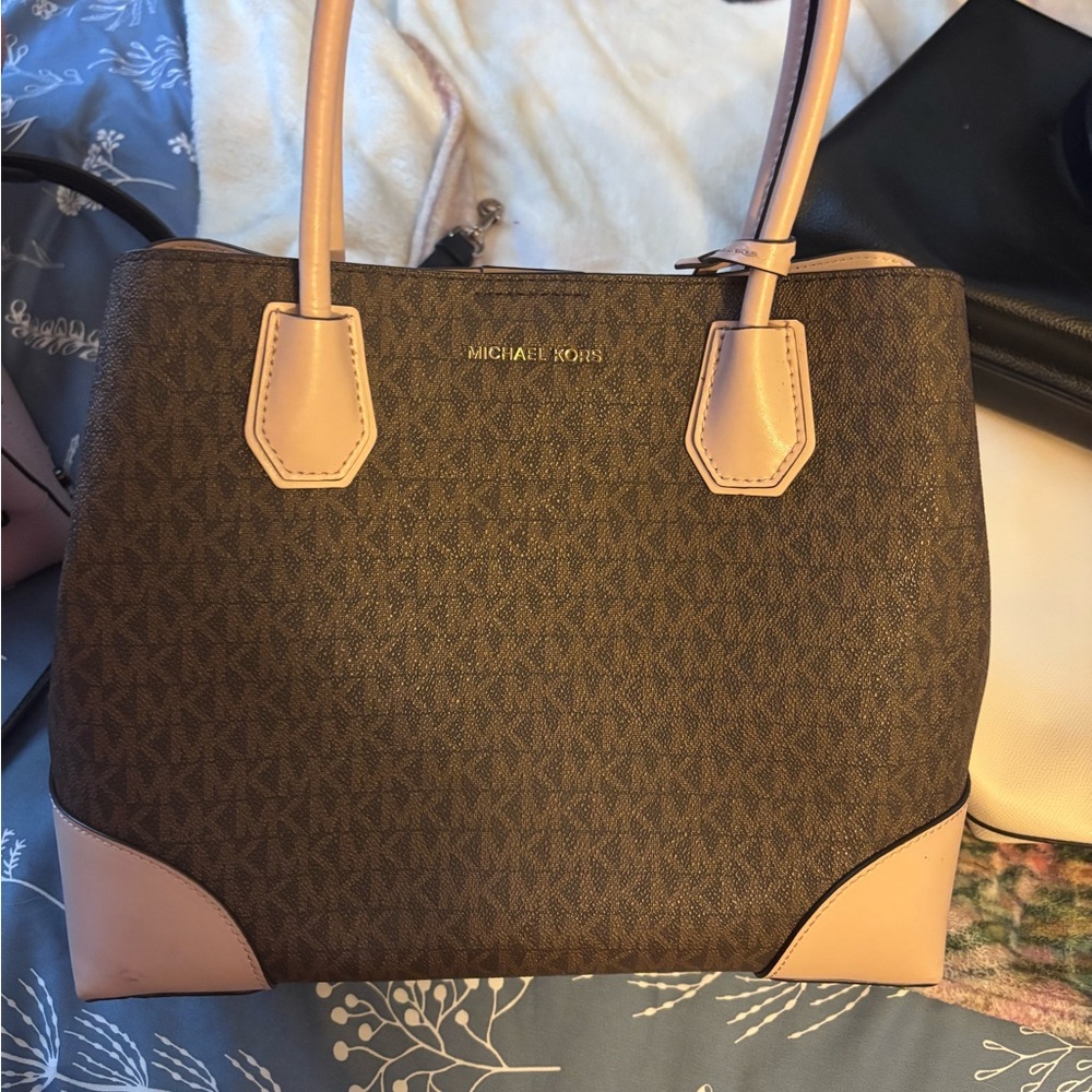 Michael Kors Brown and Pink Shoulder Bag